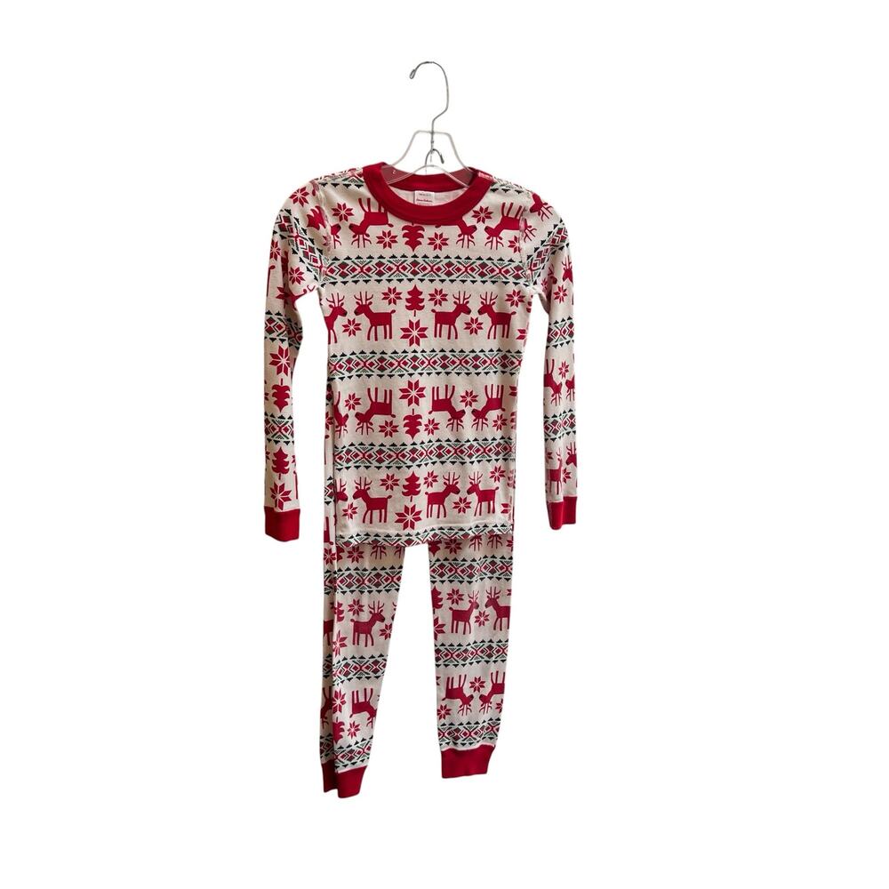 Hanna Andersson Kids Fair Isle Reindeer Pajama Set Size 10 Red White Cotton